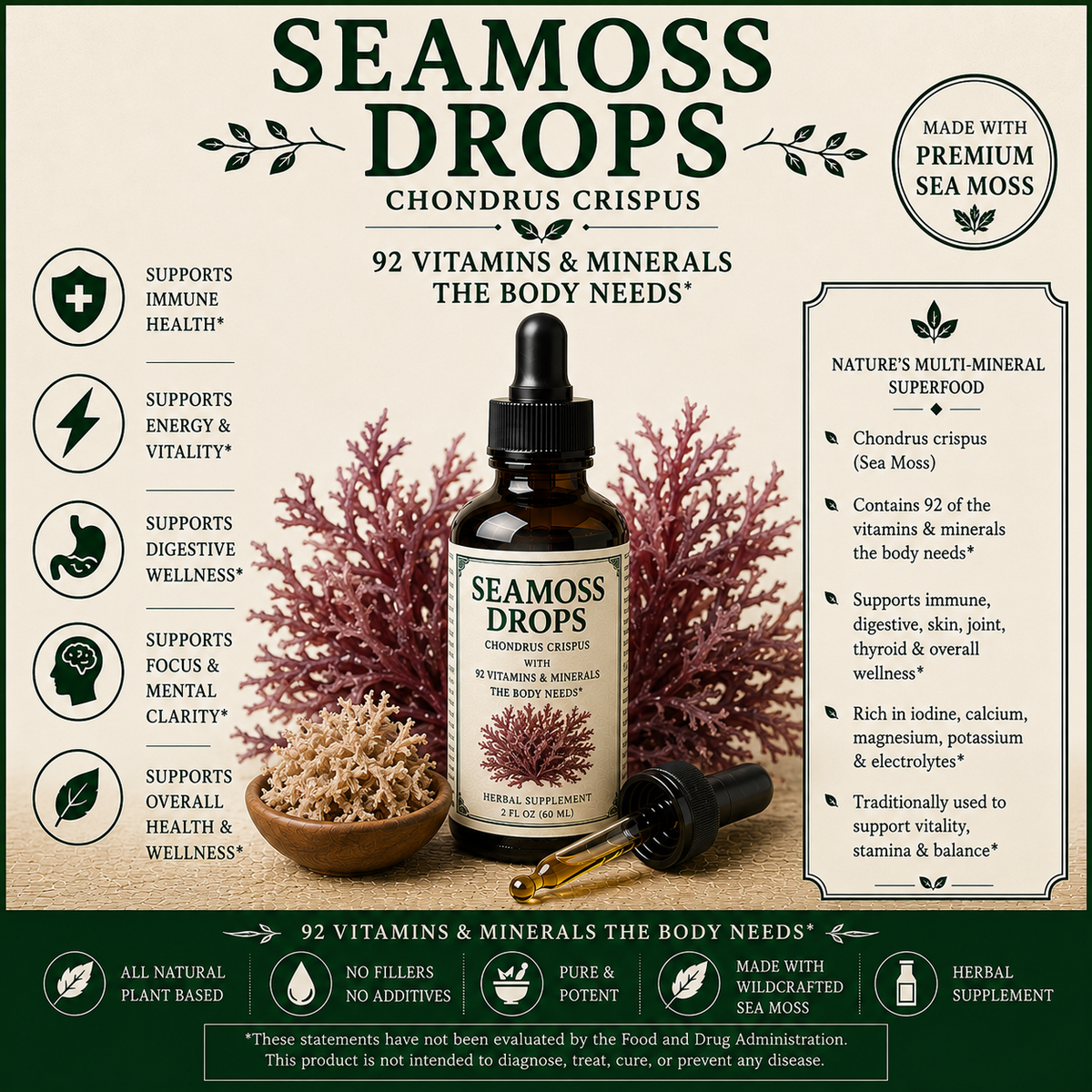 Seamoss Drops-92 Vitamins & Minerals
