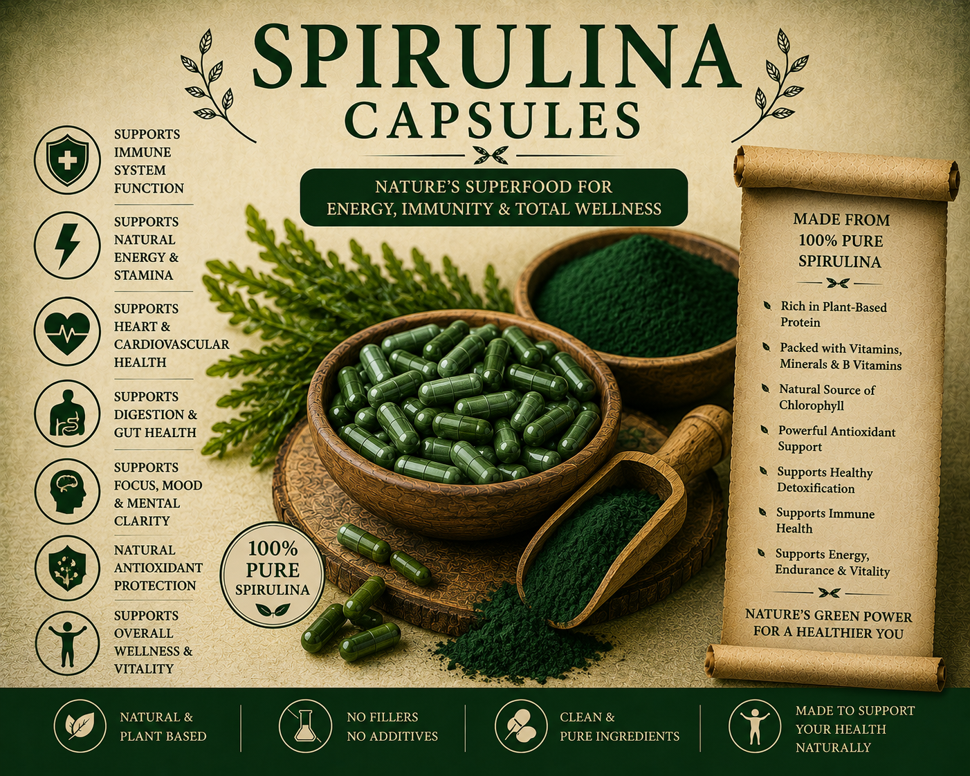 Spirulina Capsules-Protein Superfood