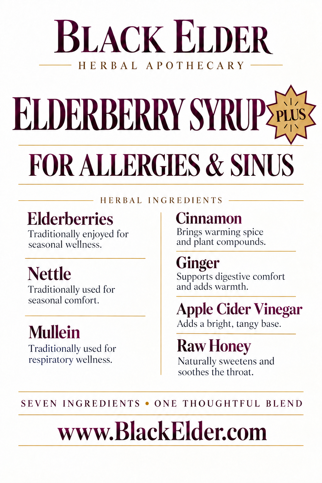 Elderberry Syrup +Plus Allergy & Sinus Relief