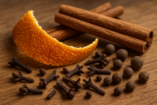 Orange peel, cinnamon, cloves and allspice.
